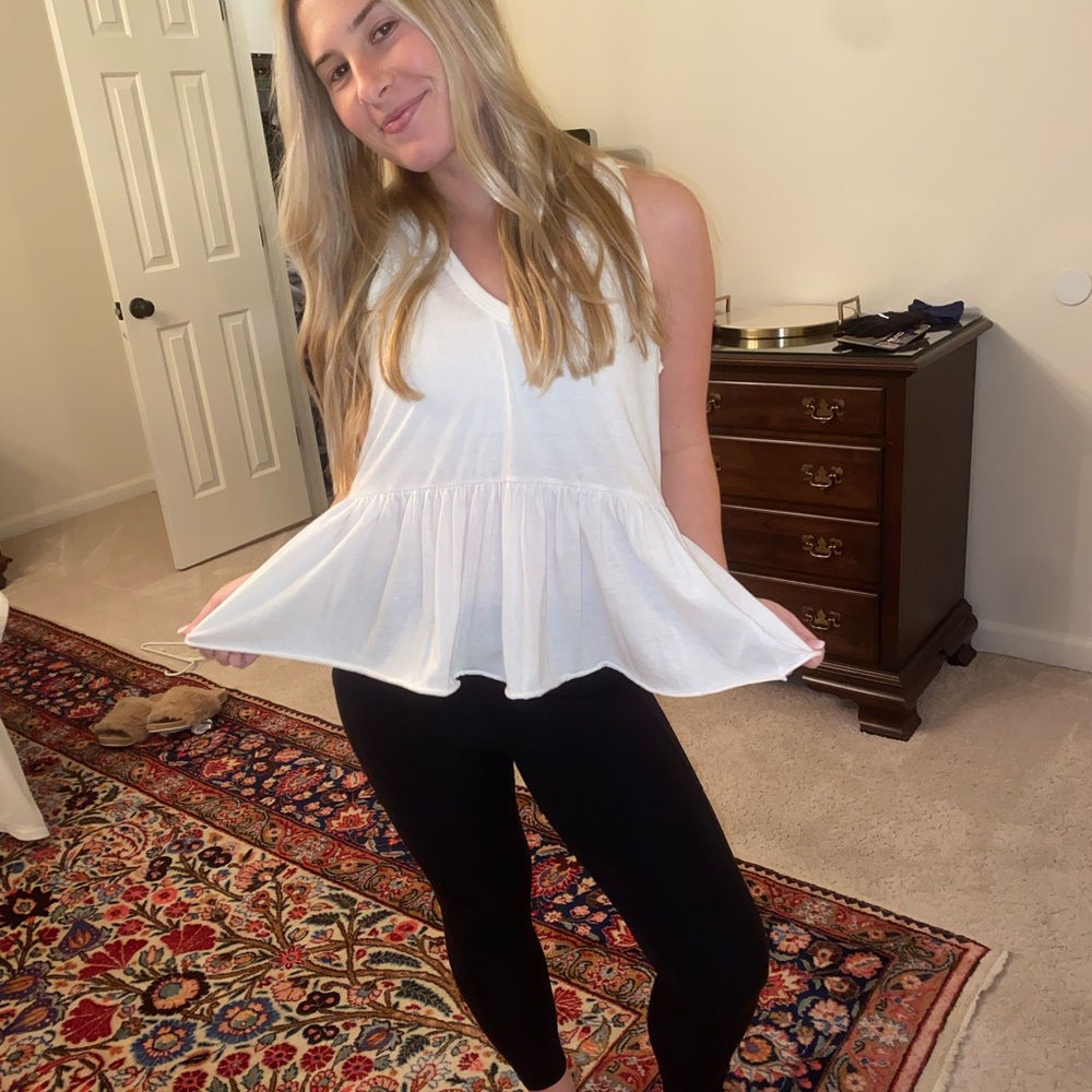 Cute white ruffle tank